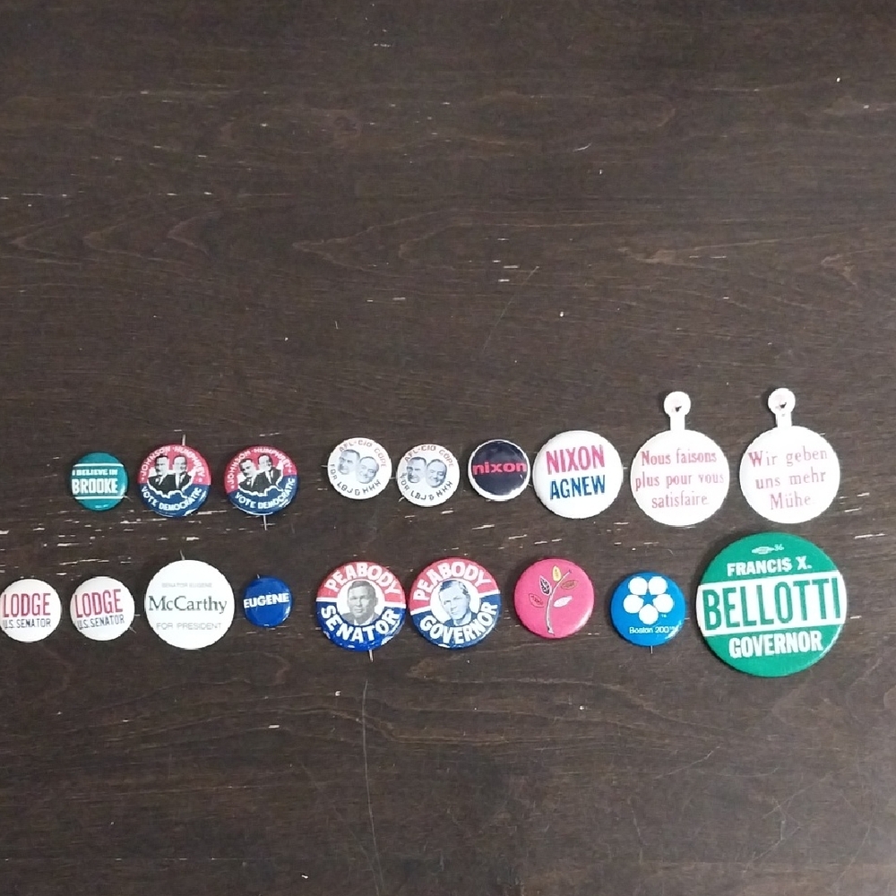 Vintage Political Campaign Pin Lot - Multicolor-(18)